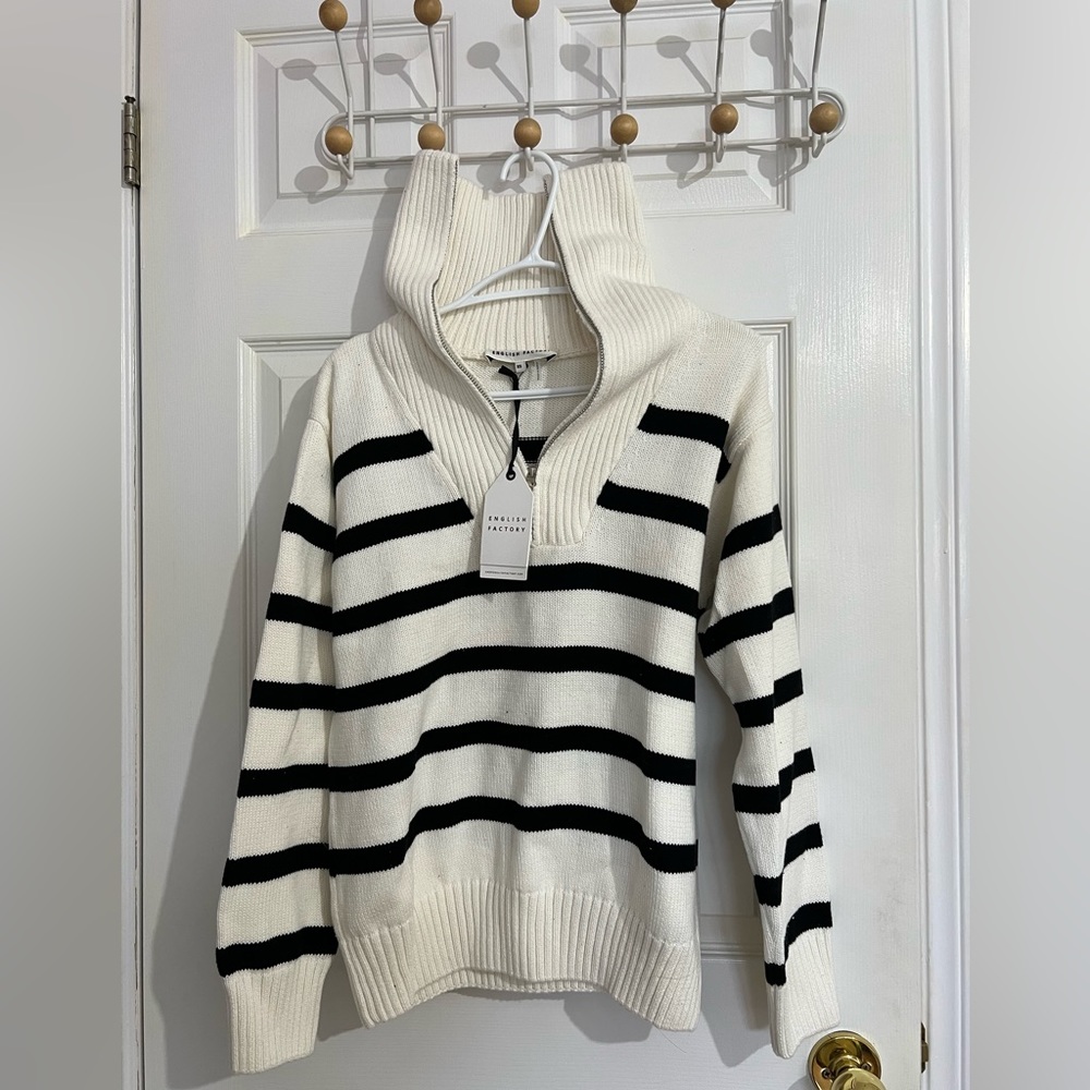 Cotton Striped Knit Pullover Sweater